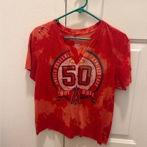Angels 50th Anniversary Red Tie-Dye Tee